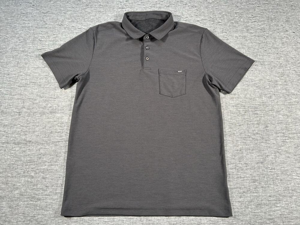 Vuori Ace Performance Pique Polo Shirt Mens Large Grey Modern Tailored Fit V164